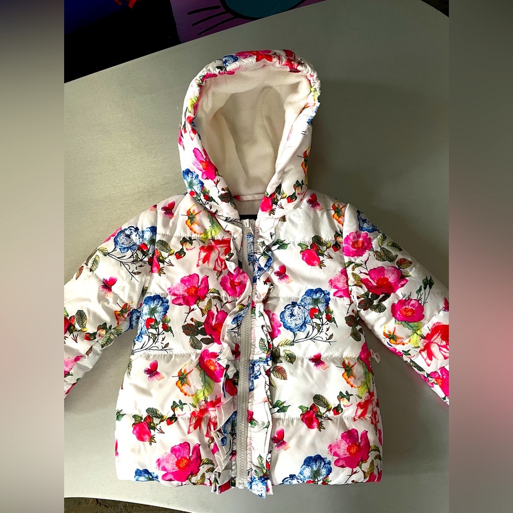 Rothschild  Girls Floral Print Fleece Lined Puffer Jacket 24 M - Picture 2 of 16